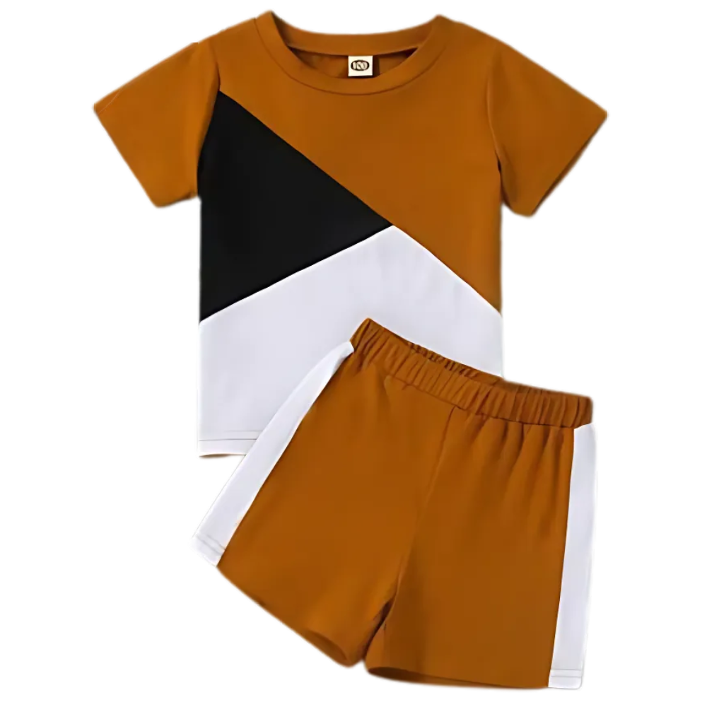 Black Panel Short Sleeve Kids Wear