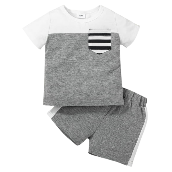 GREY & WHITE KIDS SHORT SET