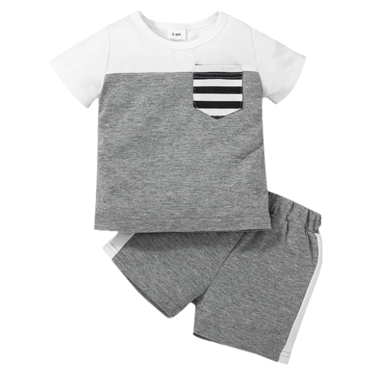 GREY & WHITE KIDS SHORT SET