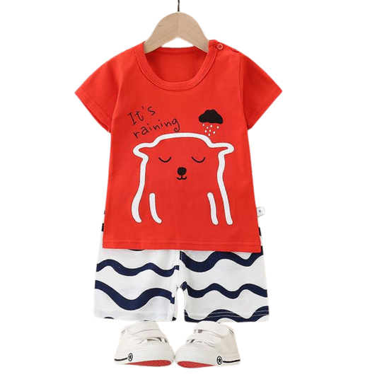 ITS RAINING SHORT SLEEVE SET KIDS WEAR