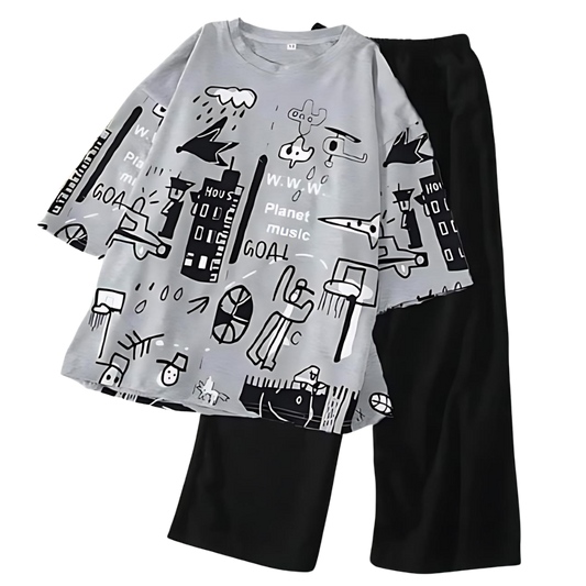 GRAPHICS PRITED WOMEN PJ SET