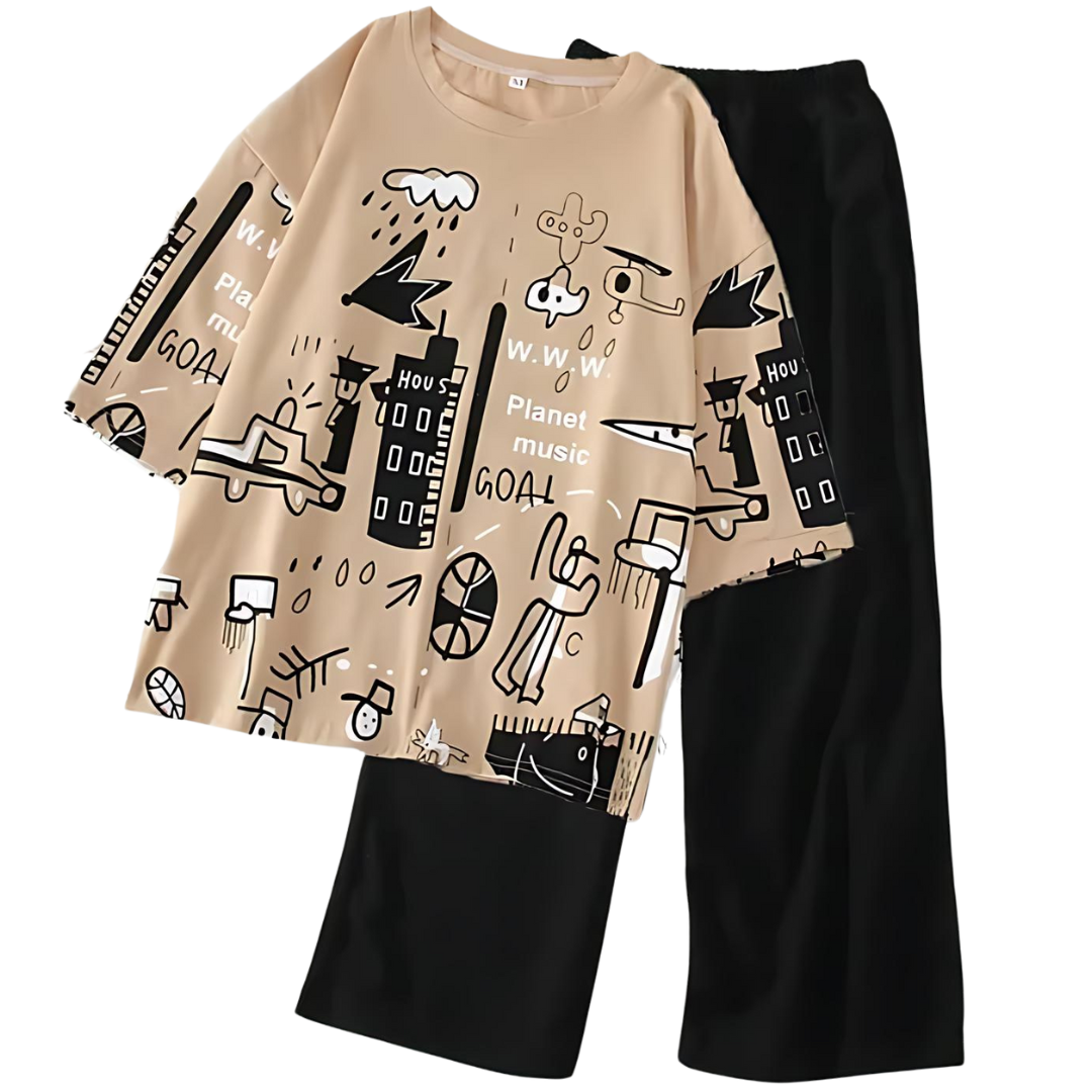 GRAPHICS PRITED WOMEN PJ SET